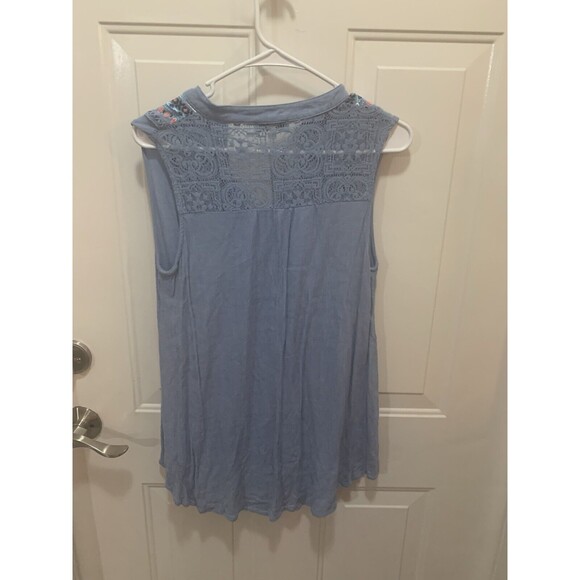 Tassels N Lace. Women’s blue Embroided tank top With ties And Tassles.M. B43 - Picture 2 of 4